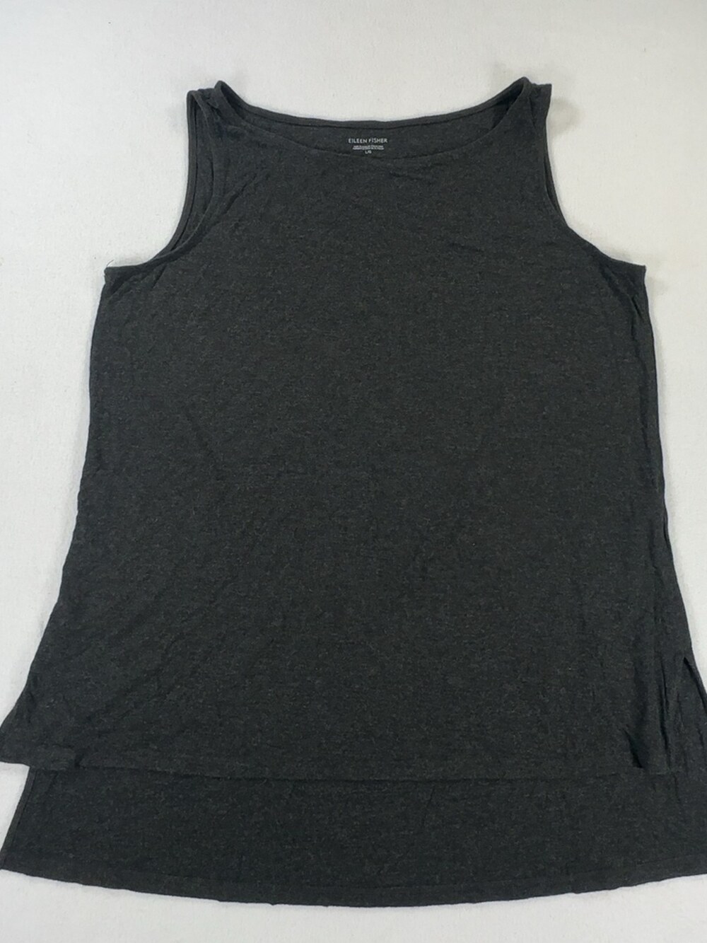 Eileen Fisher Tank Top Tunic Viscose Heathered Charcoal Gray Size Large